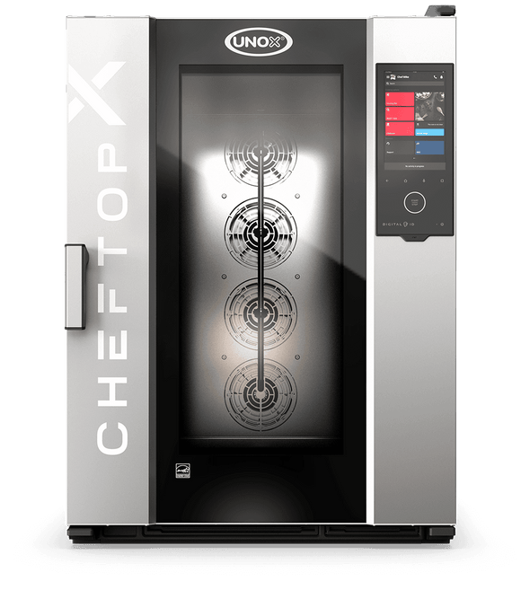 Cuptor UNOX pentru bucătărie CHEFTOP-X 10 tăvi GN 2/1 alimentare electrică comenzi digitale Digital.ID — balama stânga cu colectare grăsime