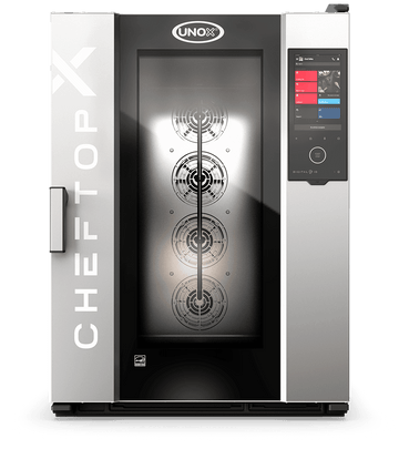 Cuptor UNOX pentru bucatarie CHEFTOP-X 10 tavi GN 2/1 alimentare electrica comenzi digitale Digital.ID — balama stanga