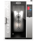 Cuptor UNOX pentru bucătărie CHEFTOP-X 10 tăvi GN 2/1 alimentare gaz comenzi digitale Digital.ID — balama stânga cu Ethernet