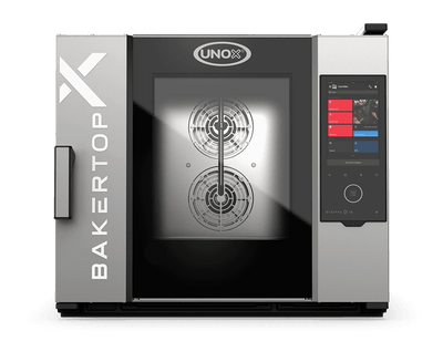 Cuptor UNOX pentru patiserie BAKERTOP-X 5 tăvi 600×400 alimentare electrică comenzi digitale Digital.ID — balama stânga cu colectare grăsime