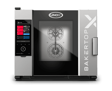 Cuptor UNOX pentru patiserie BAKERTOP-X 5 tăvi 600×400 alimentare electrică comenzi digitale Digital.ID — balama dreapta cu colectare grăsime