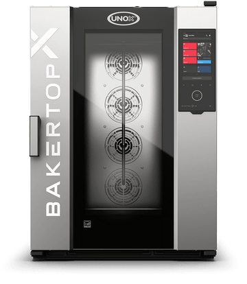 Cuptor UNOX pentru patiserie BAKERTOP-X 10 tăvi 600×400 alimentare electrică comenzi digitale Digital.ID — balama stânga cu Ethernet