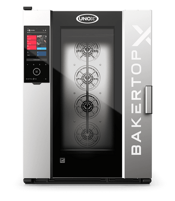 Cuptor UNOX pentru patiserie BAKERTOP-X 10 tăvi 600×400 alimentare electrică comenzi digitale Digital.ID — balama dreapta cu colectare grăsime