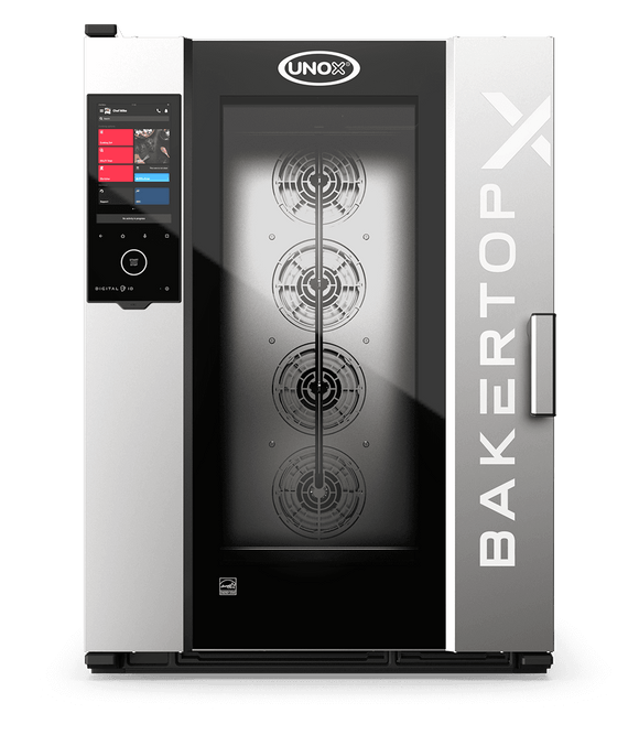 Cuptor UNOX pentru patiserie BAKERTOP-X 10 tăvi 600×400 alimentare electrică comenzi digitale Digital.ID — balama dreapta