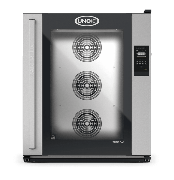 Cuptor UNOX pentru patiserie BAKERLUX SHOP.Pro GO 10 tăvi 600×400 alimentare electrică — balama stânga · XEFR-10EU-EGLN