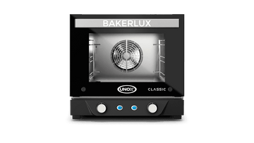 Cuptor UNOX pentru patiserie BAKERLUX CLASSIC convecție 3 tăvi 342×242 alimentare electrică — ușă rabatabilă · XENA-03QS-MADN — model nou 2026