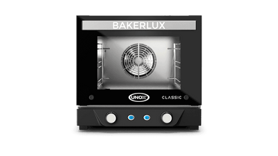 Cuptor UNOX pentru patiserie BAKERLUX CLASSIC convecție 3 tăvi 342×242 alimentare electrică — ușă rabatabilă · XENA-03QS-MADN — model nou 2026