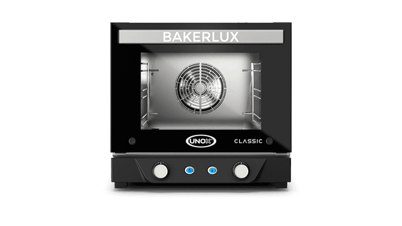 Cuptor UNOX pentru patiserie BAKERLUX CLASSIC convecție 3 tăvi 342×242 alimentare electrică — ușă rabatabilă · XENA-03QS-MADN — model nou 2026