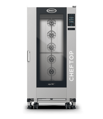 Cuptor UNOX pentru bucătărie CHEFTOP MIND.Maps PLUS BIG 20 tăvi GN 2/1 alimentare gaz comenzi digitale — balama stânga