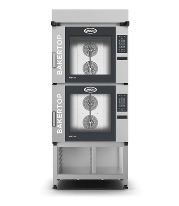 Cuptor UNOX pentru patiserie BAKERTOP RETAIL 12 tăvi 600×400 alimentare electrică comenzi mecanice analogice — balama stânga