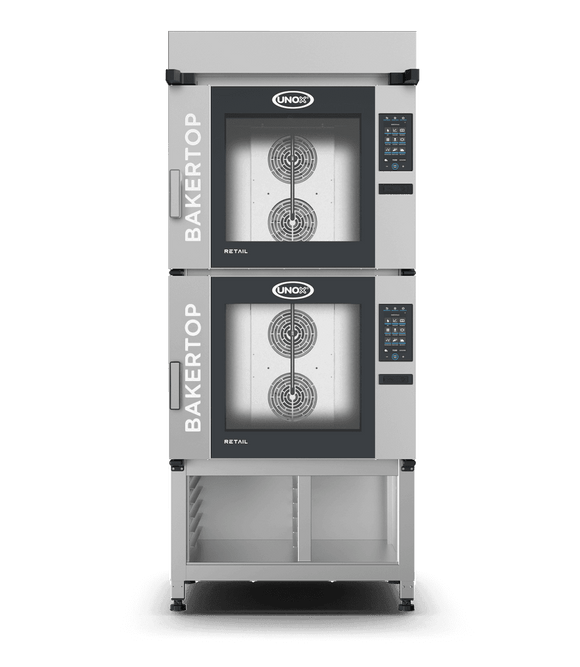 Cuptor UNOX pentru patiserie BAKERTOP RETAIL 12 tăvi 600×400 alimentare electrică comenzi mecanice analogice — balama stânga