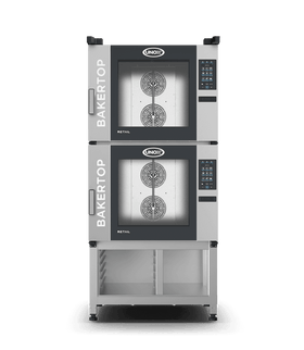 Cuptor UNOX pentru patiserie BAKERTOP RETAIL 12 tăvi 600×400 alimentare electrică comenzi digitale PLUS — balama stânga