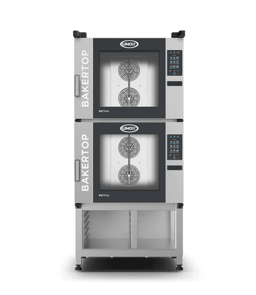 Cuptor UNOX pentru patiserie BAKERTOP RETAIL 12 tăvi 600×400 alimentare electrică comenzi digitale PLUS — balama stânga