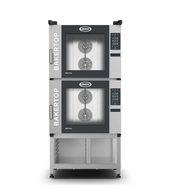 Cuptor UNOX pentru patiserie BAKERTOP RETAIL 12 tăvi 600×400 alimentare electrică comenzi digitale PLUS — balama stânga