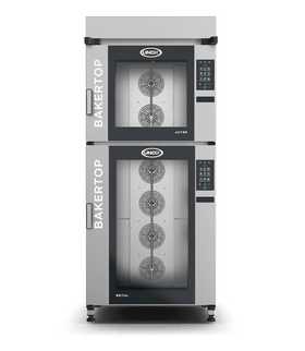 Cuptor UNOX pentru patiserie BAKERTOP RETAIL 18 tăvi 600×400 alimentare electrică comenzi mecanice analogice — balama stânga