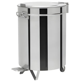Pubela inox 100L cu capac, pedala si roti, Ø450