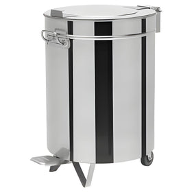 Pubela inox 50L cu capac, pedala si roti, Ø380
