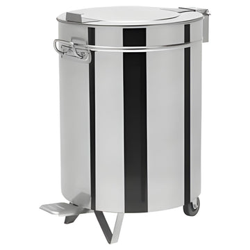 Pubela inox 50L cu capac, pedala si roti, Ø380