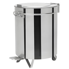 Pubela inox 75L cu capac, pedala si roti, Ø450