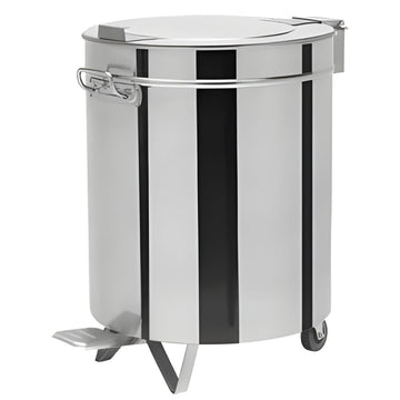 Pubela inox 75L cu capac, pedala si roti, Ø450