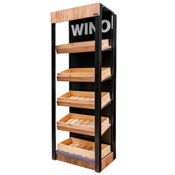 Raft pentru vin 86.5x58.5xH205 cm, negru/stejar kraft, imagine 1