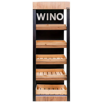 Raft pentru vin 86.5x58.5xH205 cm, negru/stejar kraft, imagine 2