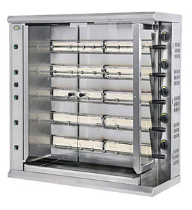 Rotisor pe gaz cu 5 axe, capacitate 30 pui, putere 38 kw