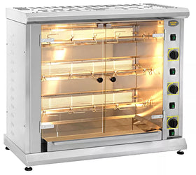 Rotisor pe gaz cu 3 axe - capacitate 12 pui, putere 16,5 kw