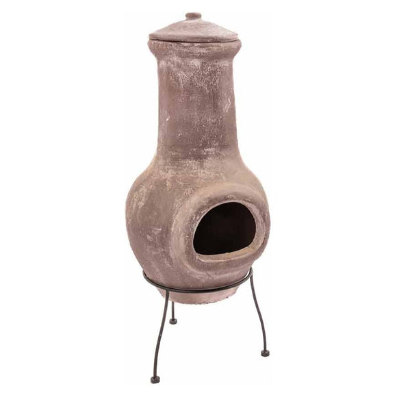 Semineu de gradina din lut RedFire Salamanca, maro-rosiatic, cu capac, pe picioare metalice