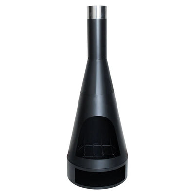 Semineu de gradina RedFire Kingston Medium negru, conic, cu cos inalt si compartiment pentru lemne la baza