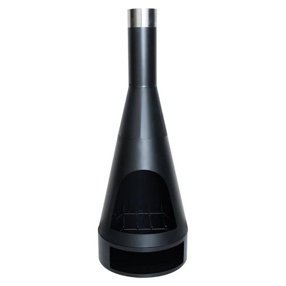 Semineu de gradina RedFire Kingston Medium negru, conic, cu cos inalt si compartiment pentru lemne la baza