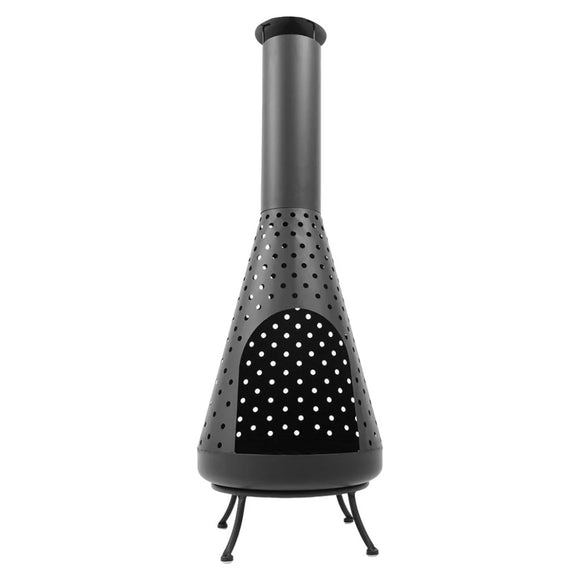 Semineu RedFire Napa negru, cu cos inalt, model perforat si deschidere pentru lemne