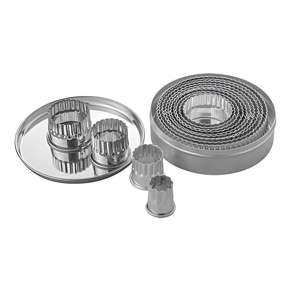 Set 12 decupatoare rotunde striate inox, 2,5 - 10,5 cm - eurogastro.ro