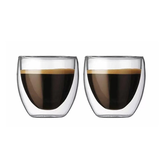 Set 2 pahare espresso 70 ml, sticla cu pereti dublii