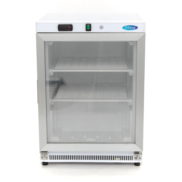 Congelator vertical cu usa sticla Maxima, 200 litri, alb, 332 W