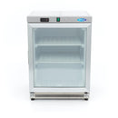 Congelator vertical cu usa sticla Maxima, 200 litri, inox, 332 W