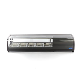 Vitrina refrigerata pentru sushi / tapas, 0°C / +12°C, cu 5 cuve GN 1/3, iluminare LED, racire statica - 0