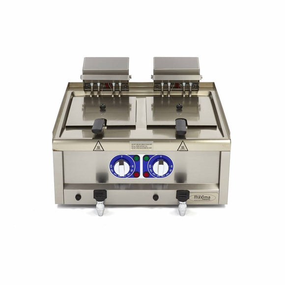 Friteuza electrica 2x10L Maxima, linia 600, 2 cosuri, robinet de golire, 380V, 12kW