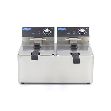 Friteuza electrica de banc 2x8L, 2 cosuri, 230V, 6.5kW Friteuza electrica dubla cu o