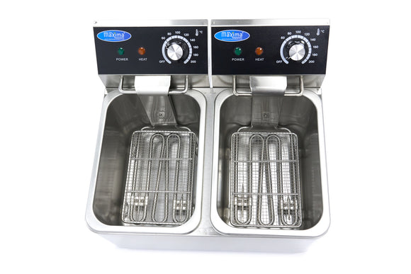 Friteuza electrica de banc 2x4L, 2 cosuri, 230V, 5kW Friteuza electrica dubla cu o