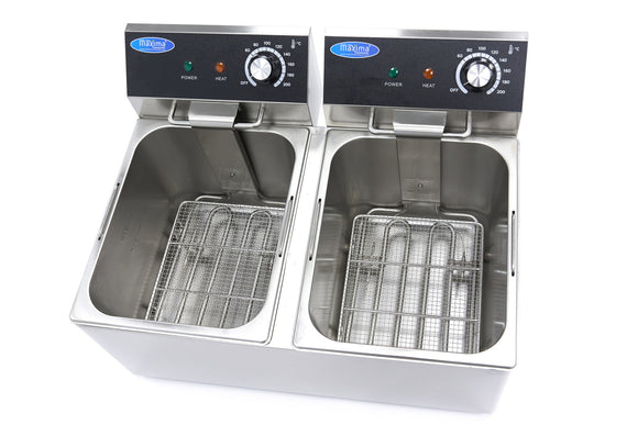 Friteuza electrica de banc 2x8L, 2 cosuri, 230V, 6.5kW Friteuza electrica dubla cu o