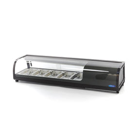 Vitrina refrigerata pentru sushi / tapas, 0°C / +12°C, cu 5 cuve GN 1/3, iluminare LED, racire statica