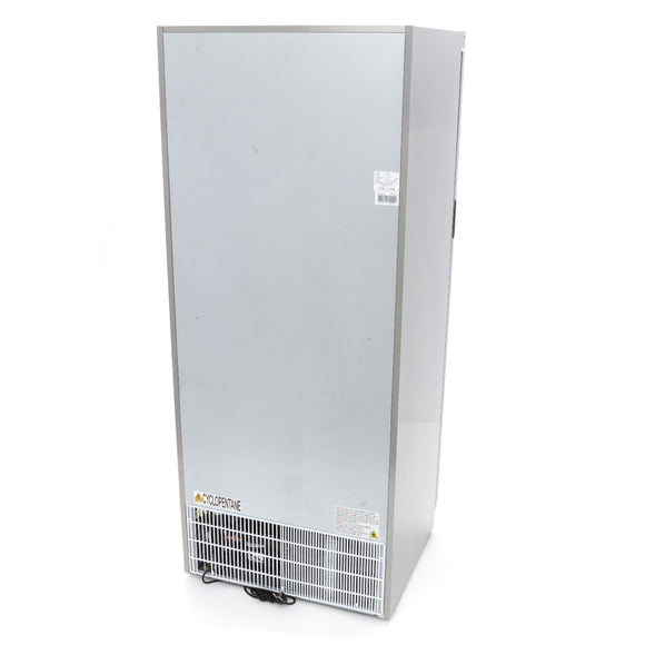 Congelator vertical cu usa sticla, -18°C / -22°C, exterior inox, racire statica, 6 polite fixe, 600 litri