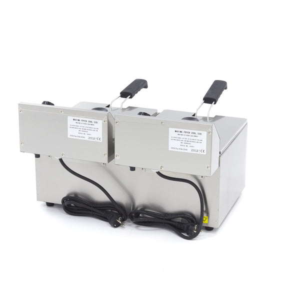 Friteuza electrica de banc 2x8L, 2 cosuri, 230V, 6.5kW Friteuza electrica dubla cu o