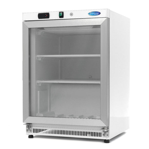 Congelator vertical cu usa sticla Maxima, 200 litri, alb, 332 W