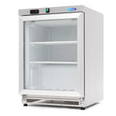 Congelator vertical cu usa sticla Maxima, 200 litri, inox, 332 W