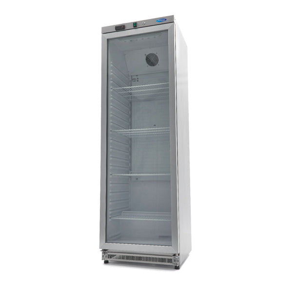 Frigider inox cu usa sticla, 0/+8 °C, 400 Litri