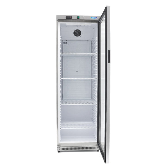 Frigider inox cu usa sticla, 0/+8 °C, 400 Litri