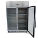 Frigider inox cu 2 usi sticla, 0/+8 °C, 1200 Litri, GN 2/1, agent frigorific ecologic R290 - clasa energetica C-3