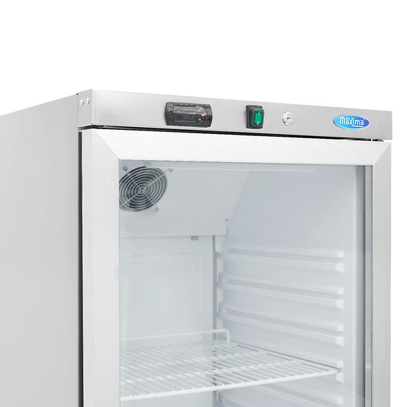Frigider inox cu usa sticla, 0/+8 °C, 400 Litri